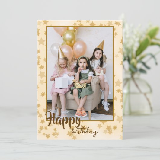 Eenvoudige gelukkige verjaardagsfoto Verjaardags K Feestdagenkaart (Staand voorkant)