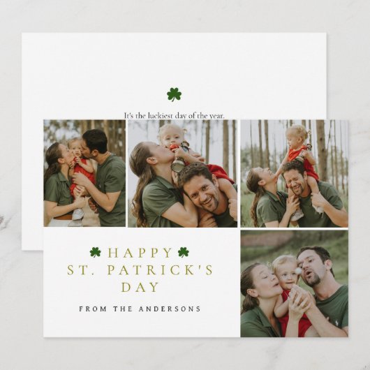 Eenvoudige geluksbrenger klavertje St. Patrick's D Feestdagenkaart (Voorkant / Achterkant)