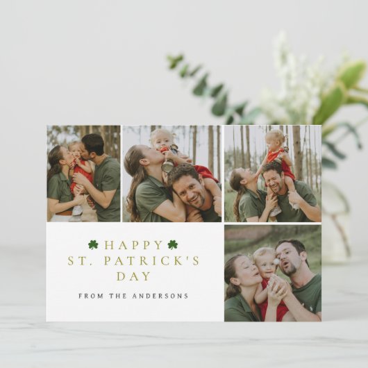 Eenvoudige geluksbrenger klavertje St. Patrick's D Feestdagenkaart (Staand voorkant)