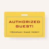 Eenvoudige "GEMACHTIGDE GASTEN!" badge (Achterkant)