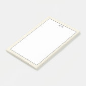 Eenvoudige gemonogrammeerde crème en zwart post-it® notes (Schuin)