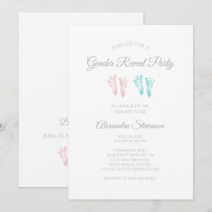 Eenvoudige Gender onthullen Baby shower Leuke voet Kaart