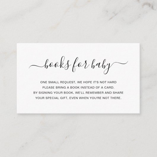 Eenvoudige Genderneutrale boeken voor Baby shower Informatiekaartje (Voorkant)