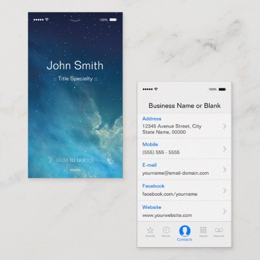 Eenvoudige generieke standaard UI-stijl - uniek on Visitekaartje (Voorkant / Achterkant)