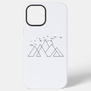 Eenvoudige geometrische bergen met vogels natuur A iPhone 12 Pro Max Hoesje