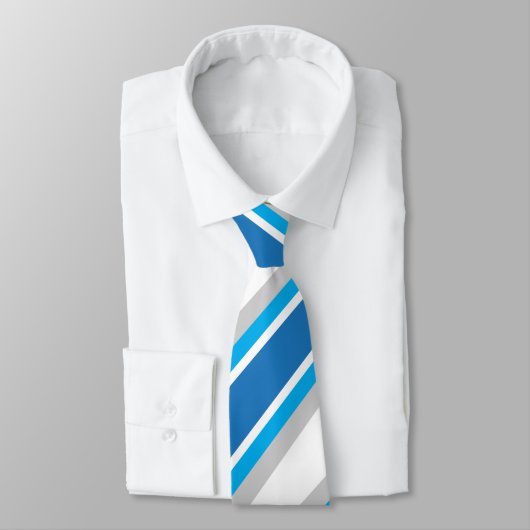 Eenvoudige geometrische blauwe en grijze strepen stropdas (Gebonden)