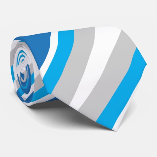 Eenvoudige geometrische blauwe en grijze strepen stropdas (Opgerold)