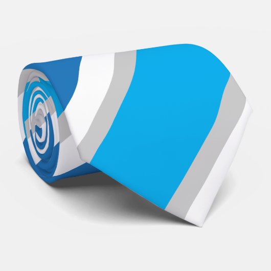 Eenvoudige geometrische blauwe strepen en grijze s stropdas (Opgerold)