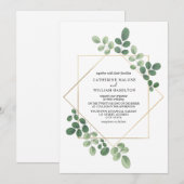 Eenvoudige Geometrische Botanische Bruiloft Kaart (Voorkant / Achterkant)