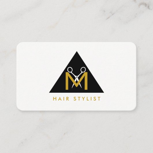 Eenvoudige geometrische driehoeksschaar Logo Visitekaartje (Voorkant)