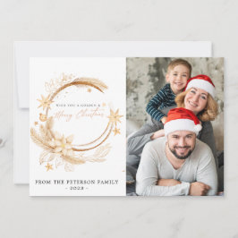 Eenvoudige geometrische gouden bloemen vakantie ka kaart