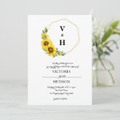 Eenvoudige geometrische gouden zonnebloem kaart (Staand voorkant)