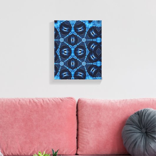 Eenvoudige geometrische moderne kunst, blauwe mari canvas afdruk (Insitu (Woonkamer))