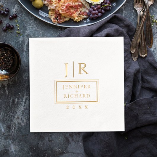 Eenvoudige geometrische naam Initialen bruiloft mo Folie Servetten