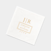 Eenvoudige geometrische naam Initialen bruiloft mo Folie Servetten (Links)