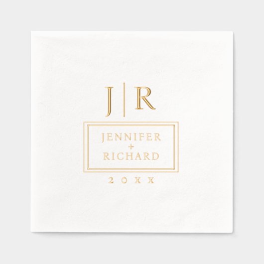 Eenvoudige geometrische naam Initialen bruiloft mo Folie Servetten (Voorkant)