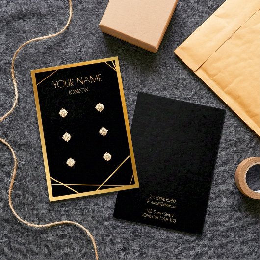 Eenvoudige geometrische oorenkaart met goudrand visitekaartje