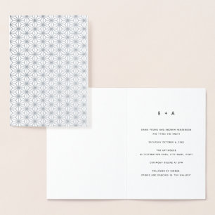 Eenvoudige Geometrische Patroon Zilveren Trouw Uit Folie Kaarten
