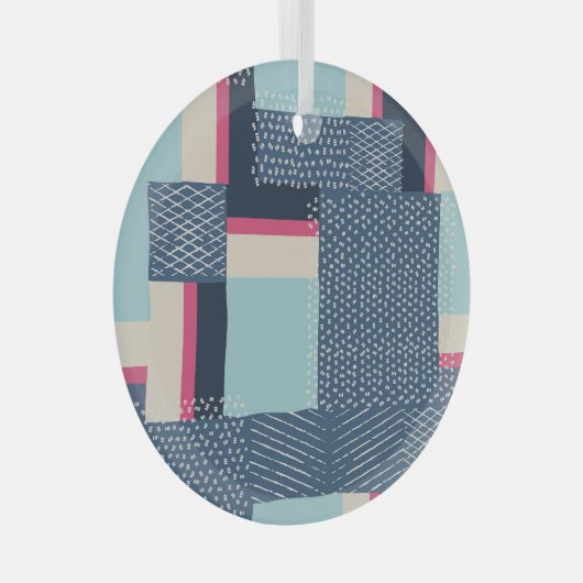 Eenvoudige geometrische penseelstreken: kleurenblo glas ornament (Voorkant Rechts)