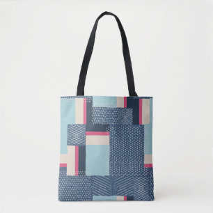 Eenvoudige geometrische penseelstreken: kleurenblo tote bag