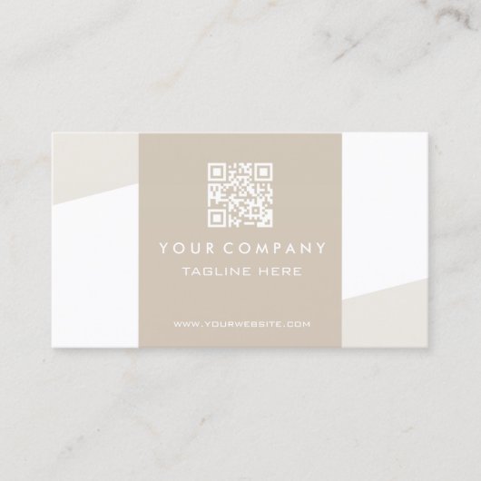 Eenvoudige Geometrische QR Code Cappuccino Visitekaartje (Voorkant)