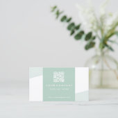 Eenvoudige geometrische QR-code seafoam Green Visitekaartje (Staand voorkant)