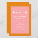 Eenvoudige geometrische roze en Oranje bat Mitzvah Kaart<br><div class="desc">Aangepast Eenvoudige geometrische roze en Oranje bat Mitzvah-uitnodiging</div>