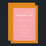 Eenvoudige geometrische roze en Oranje bat Mitzvah Kaart<br><div class="desc">Aangepast Eenvoudige geometrische roze en Oranje bat Mitzvah-uitnodiging</div>
