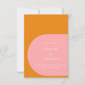 Eenvoudige geometrische roze en Oranje typografie Save The Date (Voorkant)