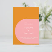 Eenvoudige geometrische roze en Oranje typografie Save The Date (Staand voorkant)