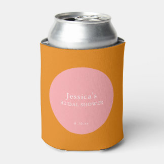 Eenvoudige geometrische roze oranje aangepaste bru blikjeskoeler