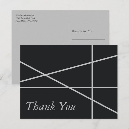 Eenvoudige geometrische stijl bruiloft dank u briefkaart (Voorkant / Achterkant)