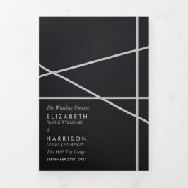 Eenvoudige geometrische stijl bruiloft drieluik programma