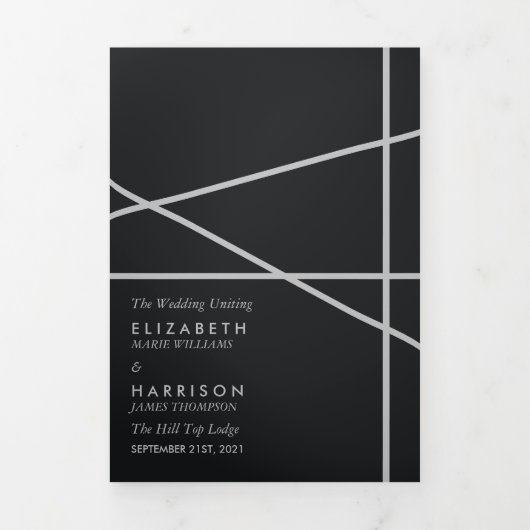 Eenvoudige geometrische stijl bruiloft drieluik programma (Cover)