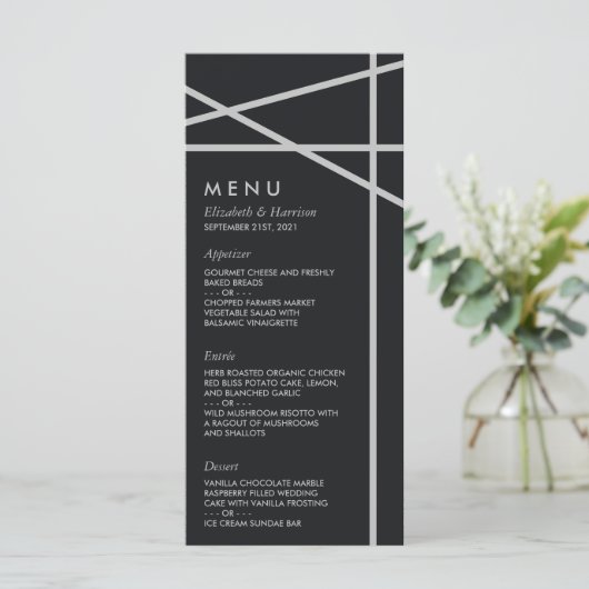 Eenvoudige geometrische stijl bruiloft menu (Staand voorkant)