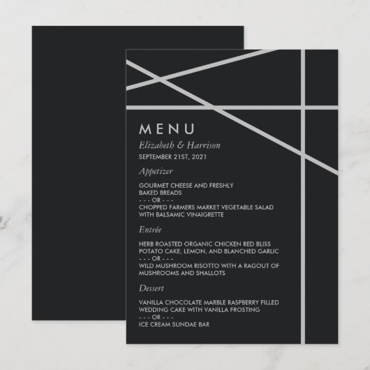 Eenvoudige geometrische stijl bruiloft menu (Voorkant / Achterkant)