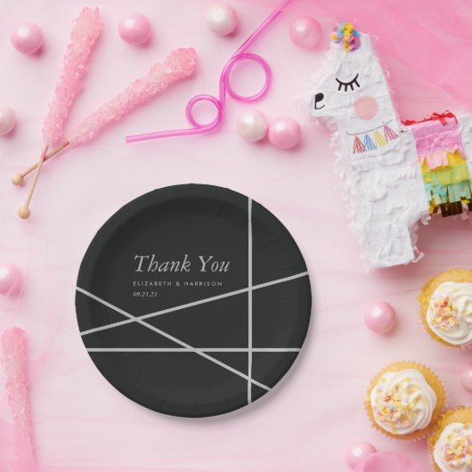 Eenvoudige geometrische stijl bruiloft papieren bordje (Feest)