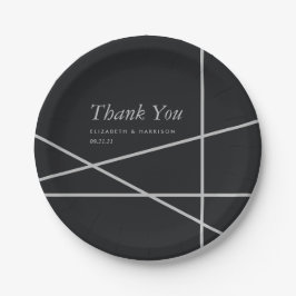 Eenvoudige geometrische stijl bruiloft papieren bordje