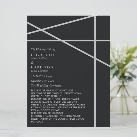 Eenvoudige geometrische stijl bruiloft programmakaart (Staand voorkant)