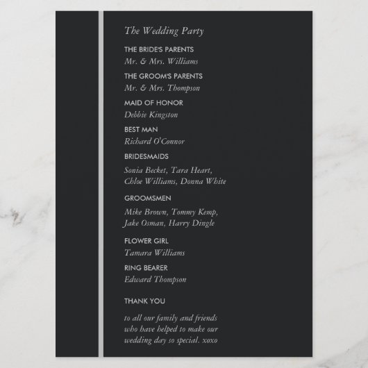 Eenvoudige geometrische stijl bruiloft programmakaart (Achterkant)