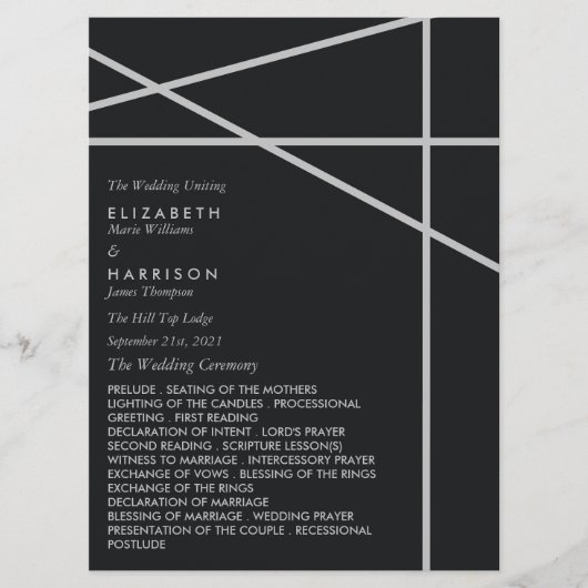 Eenvoudige geometrische stijl bruiloft programmakaart (Voorkant)