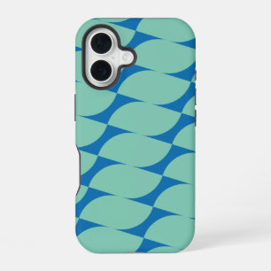 Eenvoudige geometrische vormen in aqua en blauw iPhone 16 hoesje