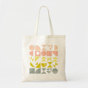 Eenvoudige geometrische vormen in pastkoraal tote bag