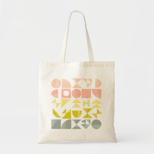 Eenvoudige geometrische vormen in pastkoraal tote bag (Voorkant)