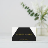 Eenvoudige geometrische zwart-wit visitekaartje (Staand voorkant)