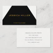 Eenvoudige geometrische zwart-wit visitekaartje (Voorkant / Achterkant)