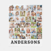 Eenvoudige Gepersonaliseerde 36 Foto's Collage Sch Fleece Deken (Voorkant)