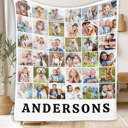 Eenvoudige Gepersonaliseerde 36 Foto's Collage Sch Fleece Deken