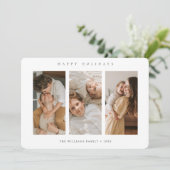 Eenvoudige gepersonaliseerde 3 foto collage kerst  feestdagenkaart (Staand voorkant)