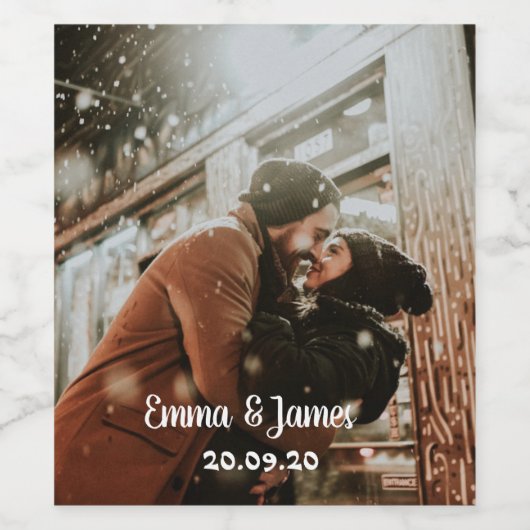 Eenvoudige gepersonaliseerde bruiloft foto wijn la wijn etiket (Enkel label)